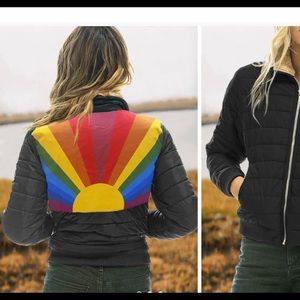 Black and rainbow adorable jacket like new small